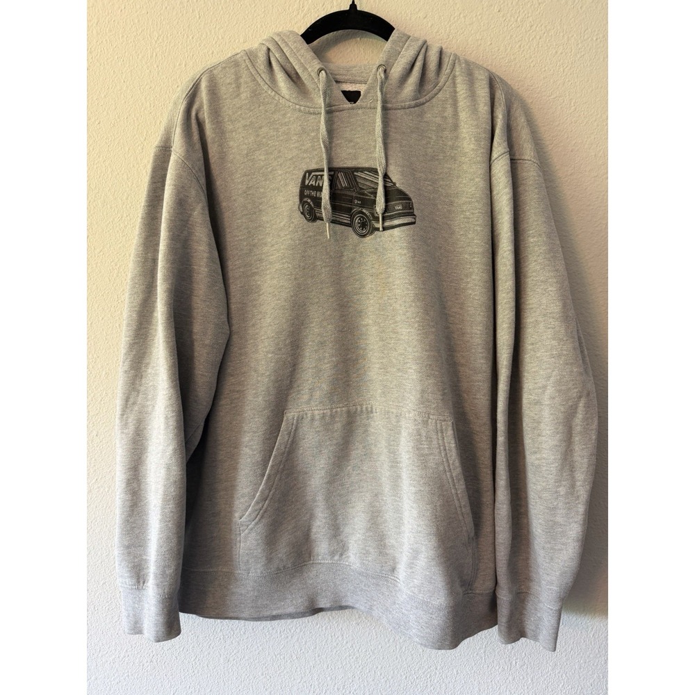 Vans Off the Wall Graphic Van Gray Hoodie Sweatshirt‎ Size XL Relaxed Y2K